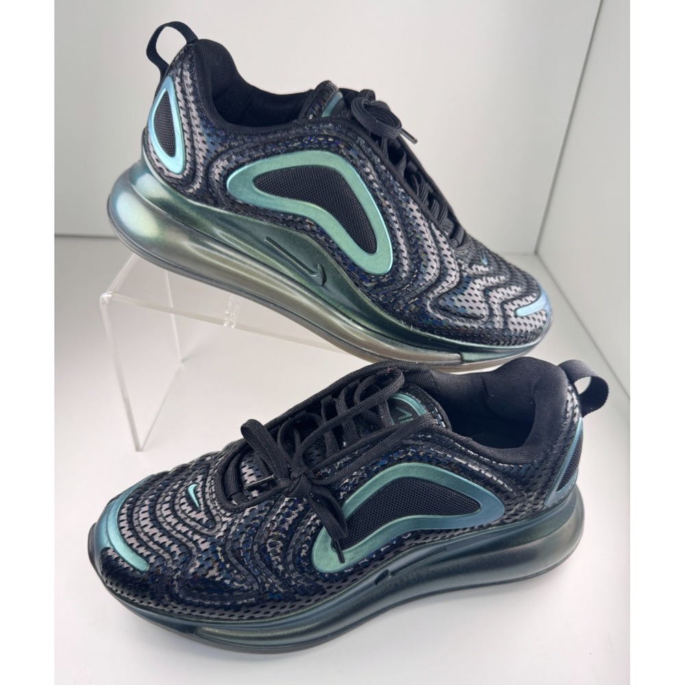 Nike Air Max 720 Throwback Future 6Y W7.5 AQ3196-003 Black Green Metallic Shoes